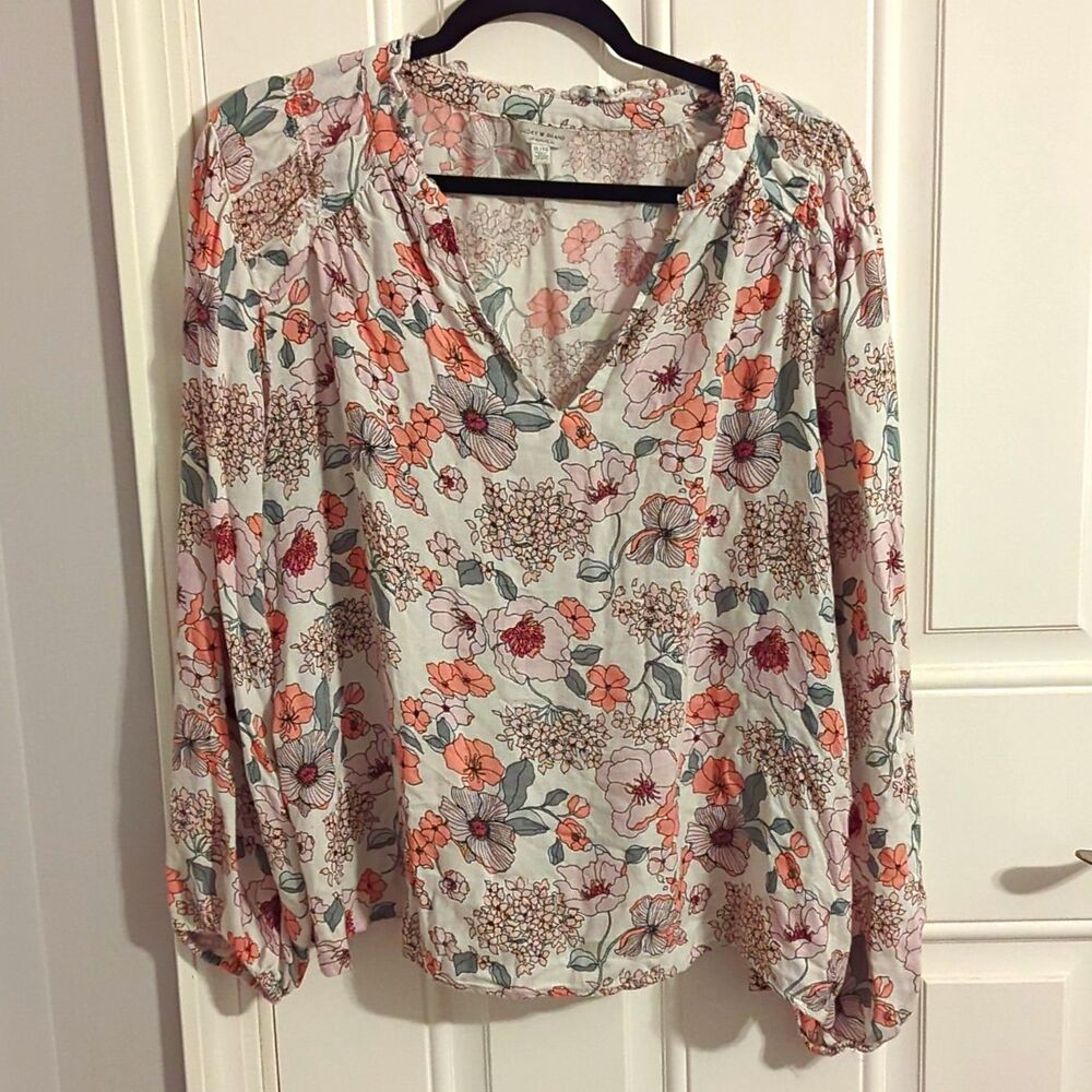 Lucky Brand Floral Long Sleeve V-Neck Blouse - XL - Grandmacore - BoHo  Feminine